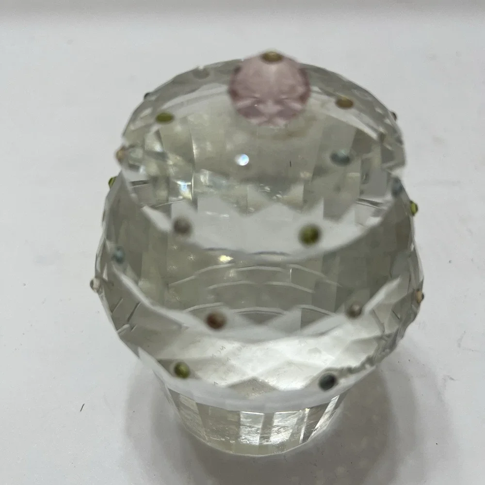 Simon Designs Cupcake Crystal Paperweight Pastel Rhinestone Sprinkles/Cherry